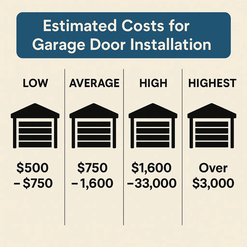 Estimated costs for garage door installation