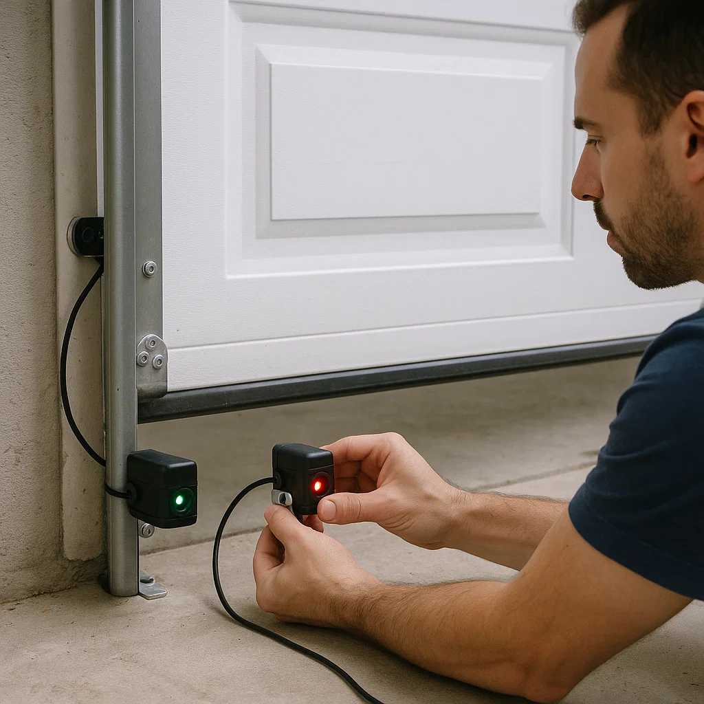 Calibration of opener sensors on garage door