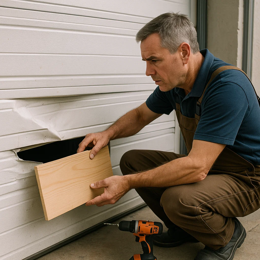 Repairing damaged garage door panels
