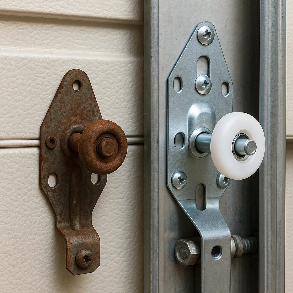 Renewal of roller hardware in garage door