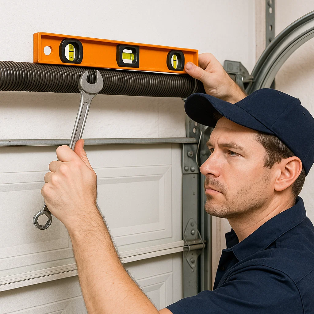 Checking balance of a garage door with tools