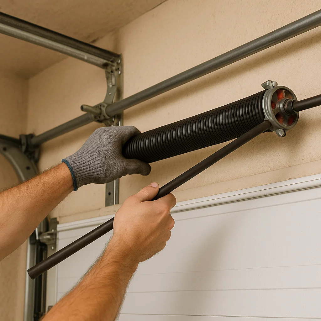 Torsion spring repair on a garage door