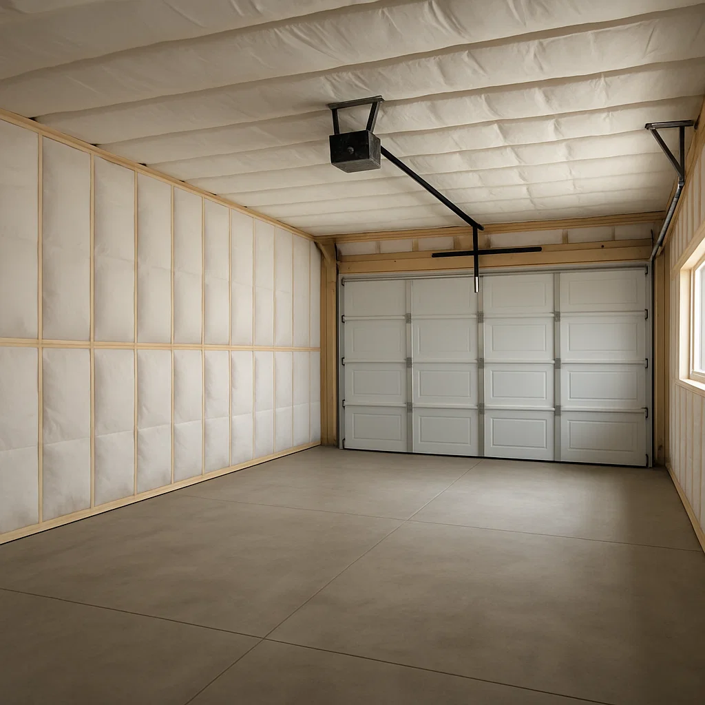 Completed insulated garage interior