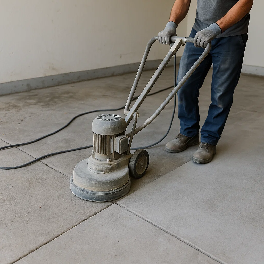 Preparing garage floor surface for epoxy coating