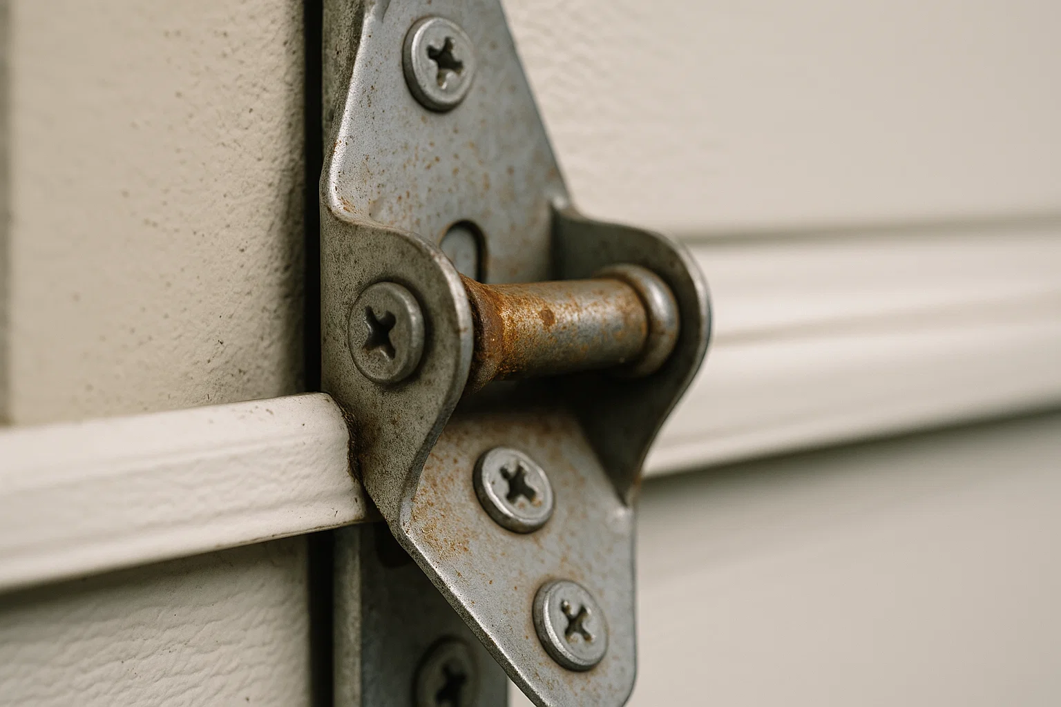 Close-up of squeaky hinge